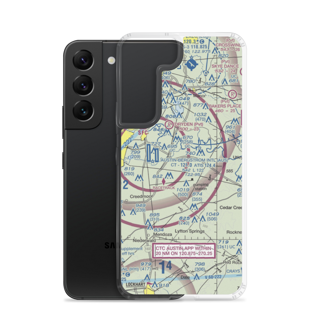 Del Valle Airport (TA55) VFR Sectional Samsung Case Samsung Galaxy S22 model shown