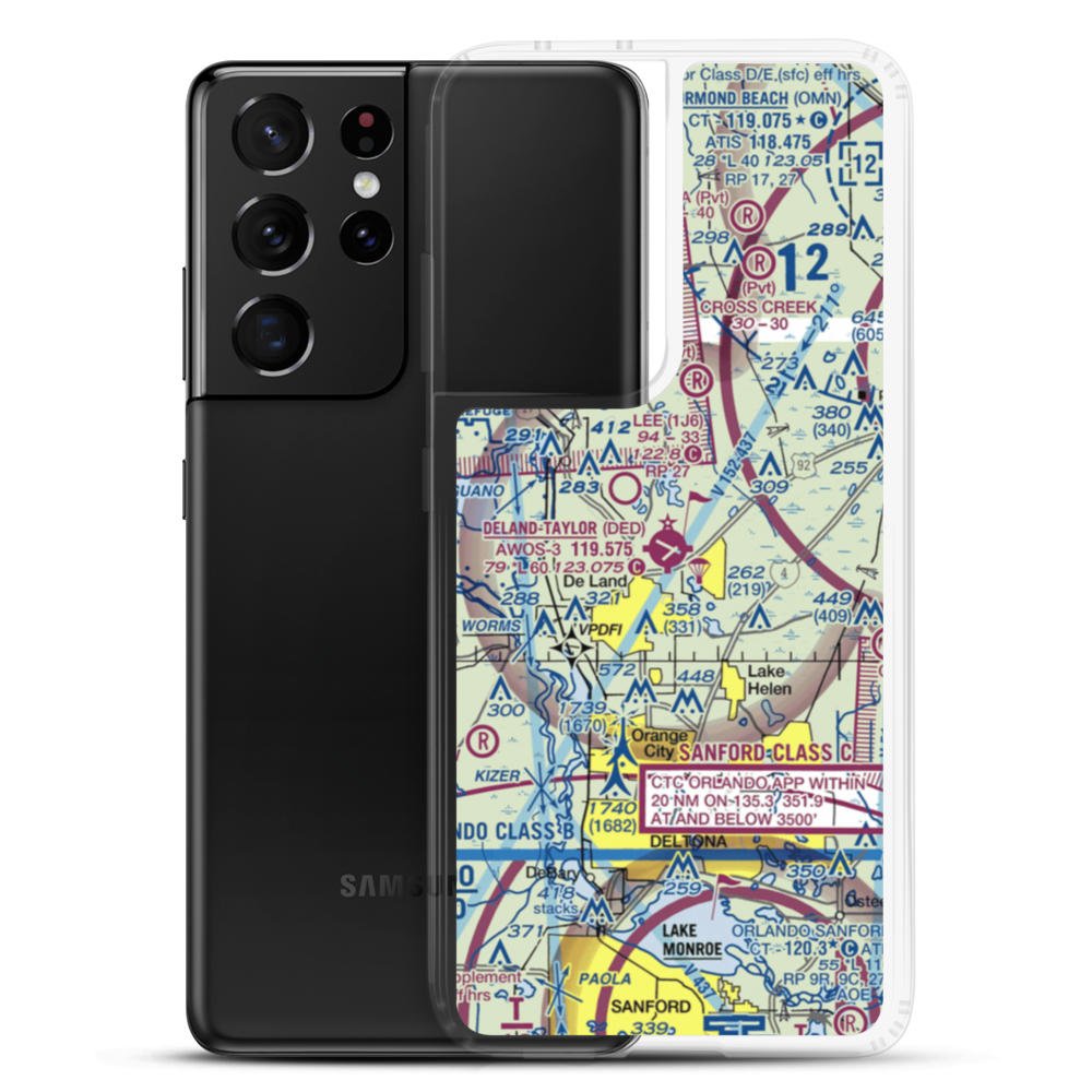 Deland Municipal Sidney H Taylor Field (DED) VFR Sectional Samsung Case Samsung Galaxy S21 Ultra model shown