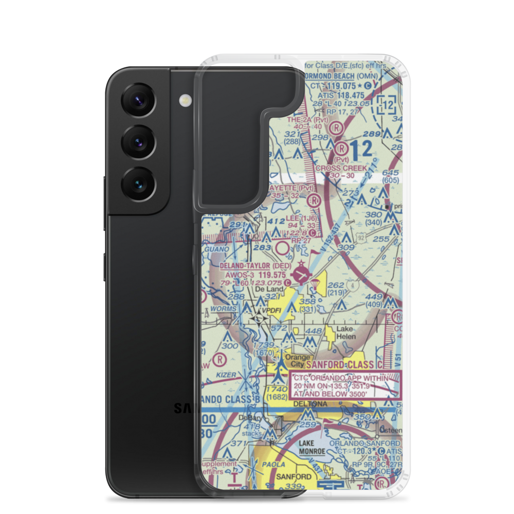 Deland Municipal Sidney H Taylor Field (DED) VFR Sectional Samsung Case Samsung Galaxy S22 model shown