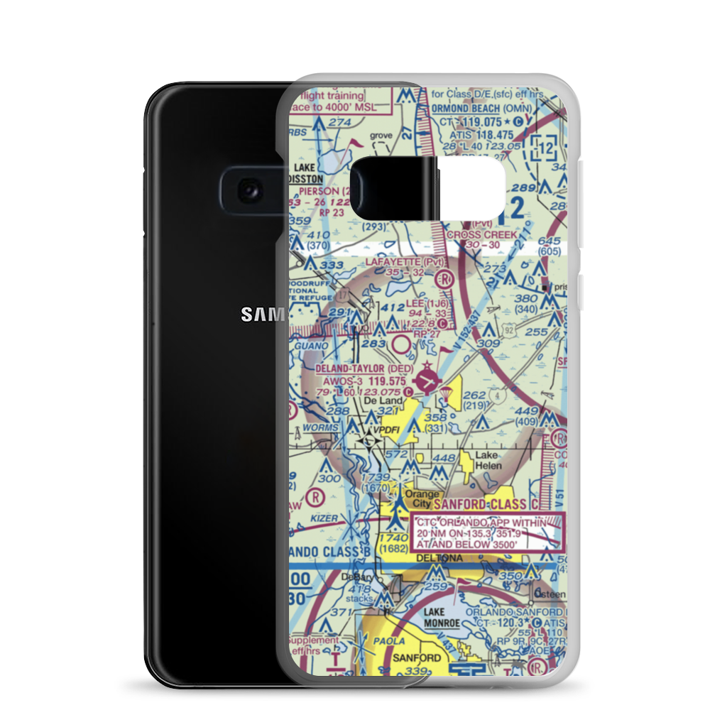 Deland Municipal Sidney H Taylor Field (DED) VFR Sectional Samsung Case Samsung Galaxy S10e model shown