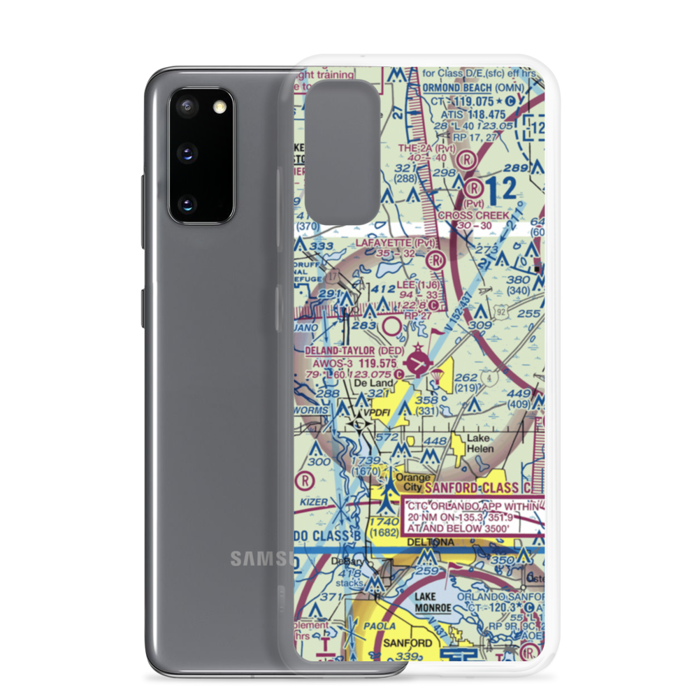 Deland Municipal Sidney H Taylor Field (DED) VFR Sectional Samsung Case Samsung Galaxy S20 model shown