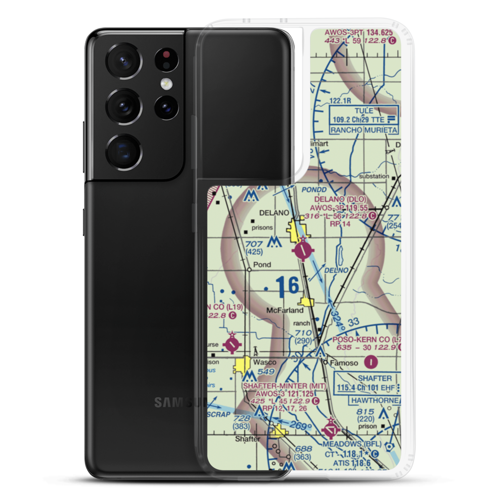 Delano Municipal Airport (DLO) VFR Sectional Samsung Case Samsung Galaxy S21 Ultra model shown