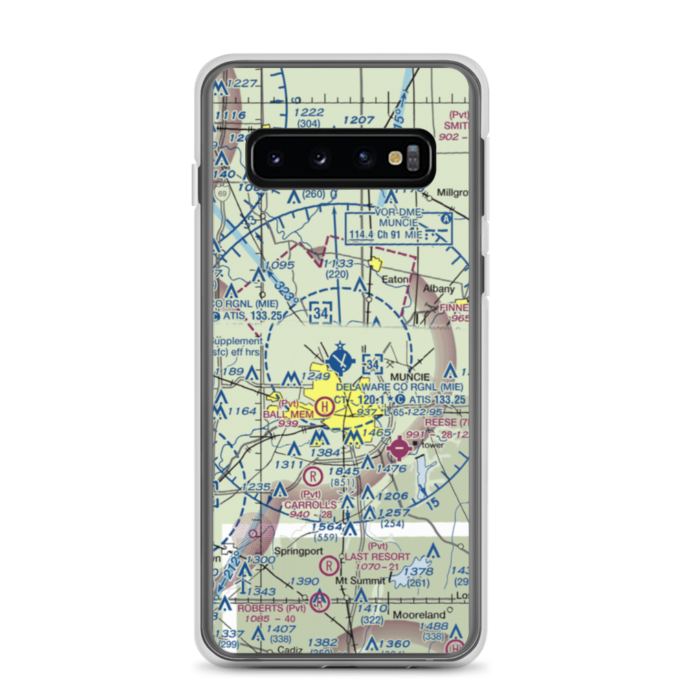 Delaware County Johnson Field (MIE) VFR Sectional Samsung Case Samsung Galaxy S10 model shown