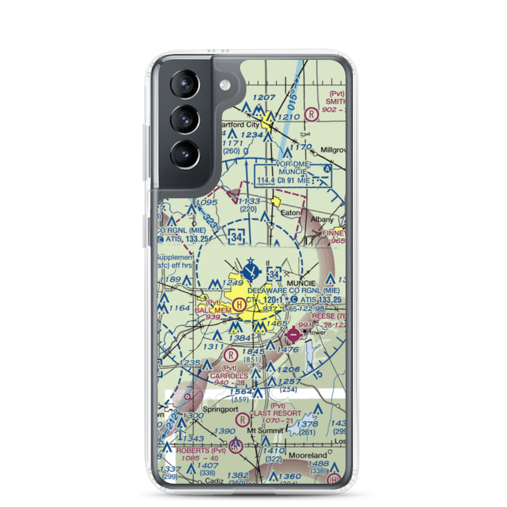 Delaware County Johnson Field (MIE) VFR Sectional Samsung Case Samsung Galaxy S21 model shown