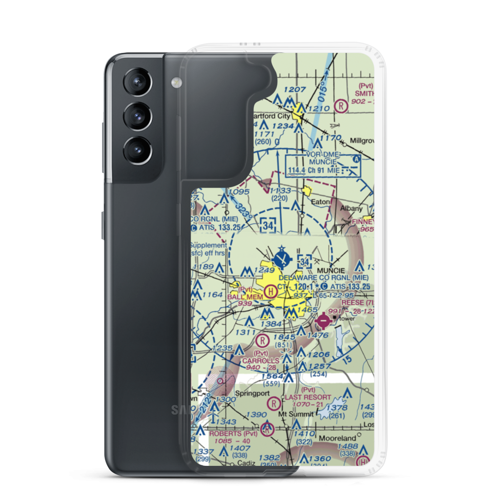 Delaware County Johnson Field (MIE) VFR Sectional Samsung Case Samsung Galaxy S21 model shown