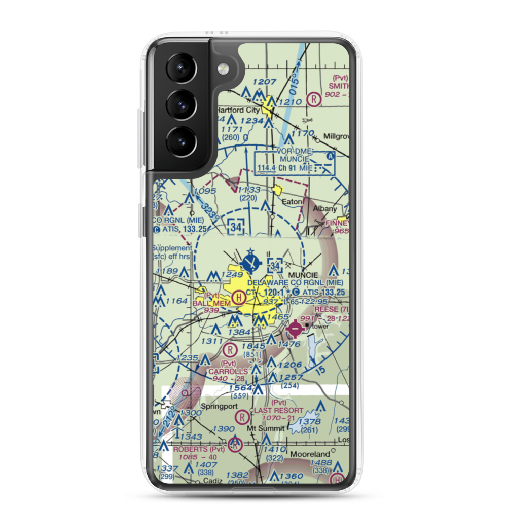 Delaware County Johnson Field (MIE) VFR Sectional Samsung Case Samsung Galaxy S21 Plus model shown