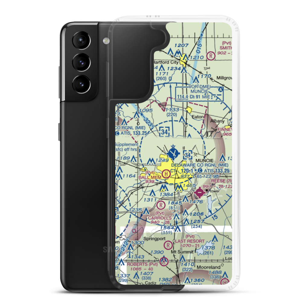 Delaware County Johnson Field (MIE) VFR Sectional Samsung Case Samsung Galaxy S21 Plus model shown