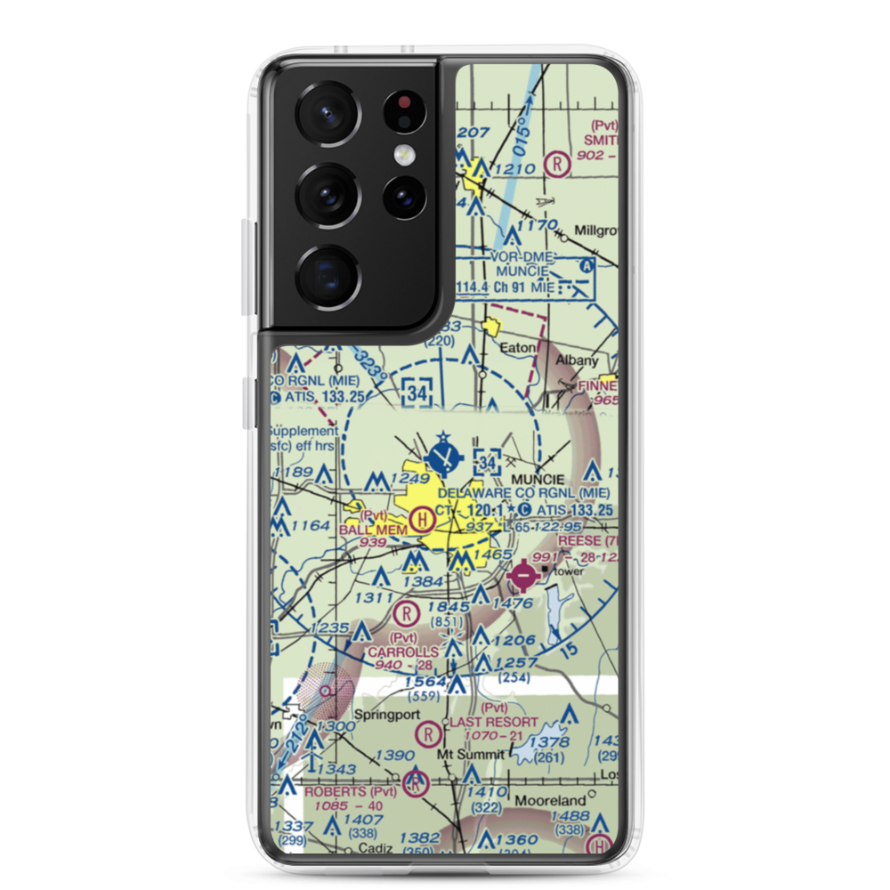 Delaware County Johnson Field (MIE) VFR Sectional Samsung Case Samsung Galaxy S21 Ultra model shown