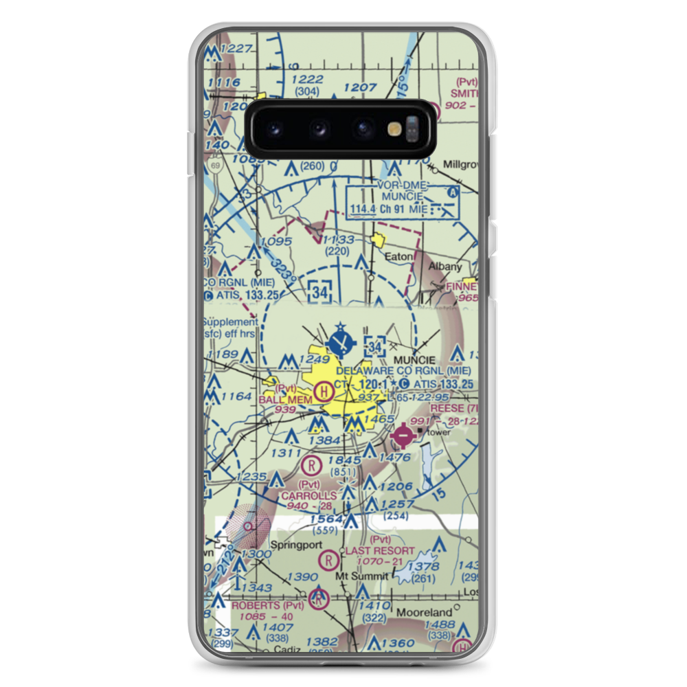 Delaware County Johnson Field (MIE) VFR Sectional Samsung Case Samsung Galaxy S10+ model shown