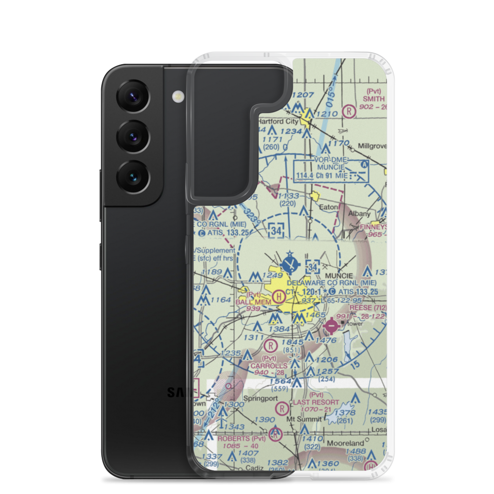 Delaware County Johnson Field (MIE) VFR Sectional Samsung Case Samsung Galaxy S22 model shown