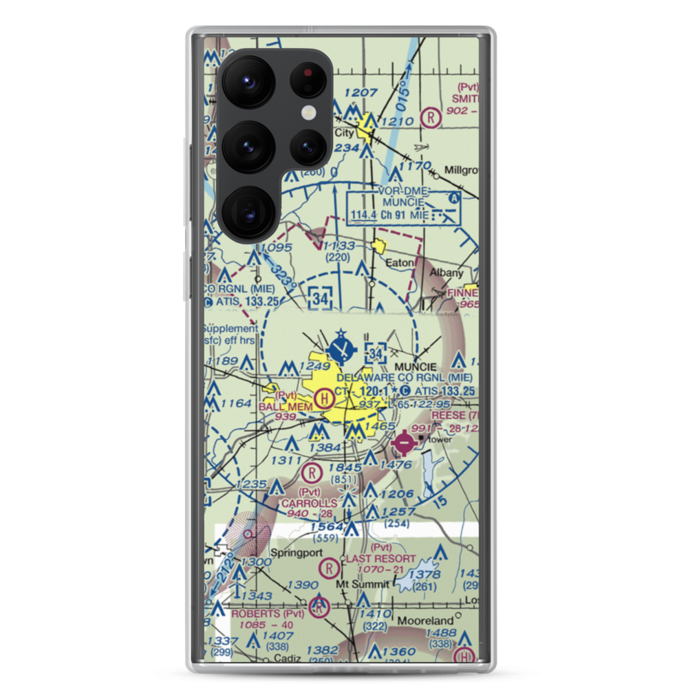 Delaware County Johnson Field (MIE) VFR Sectional Samsung Case Samsung Galaxy S22 Ultra model shown