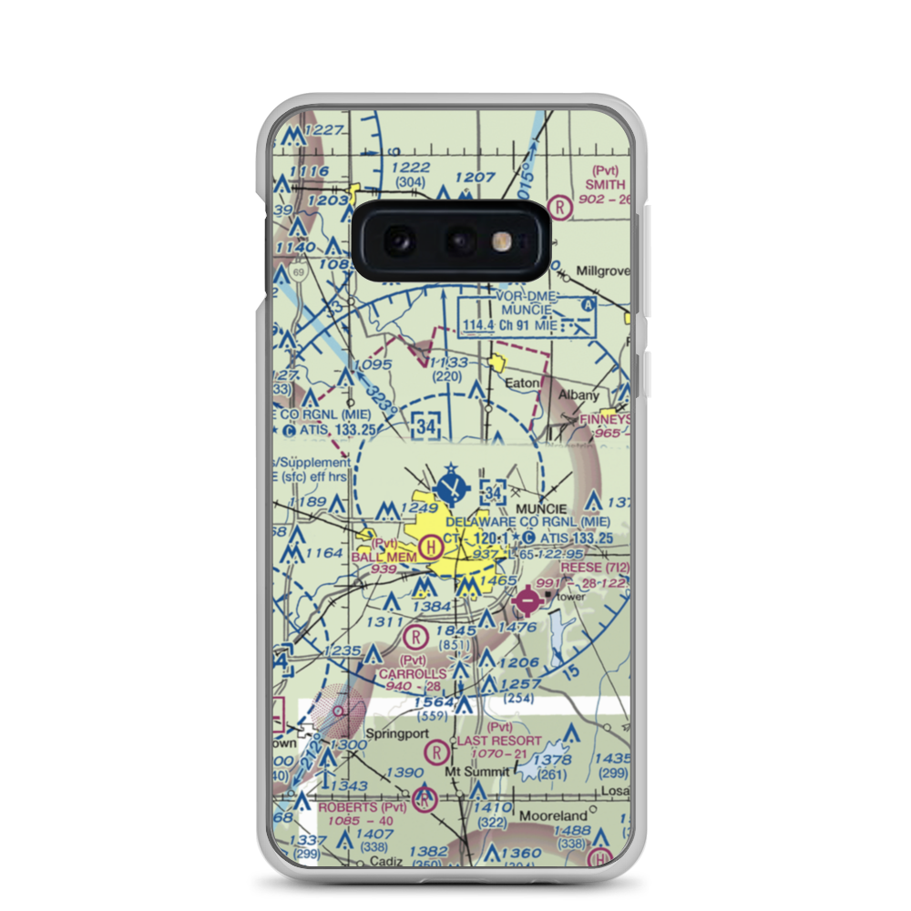 Delaware County Johnson Field (MIE) VFR Sectional Samsung Case Samsung Galaxy S10e model shown