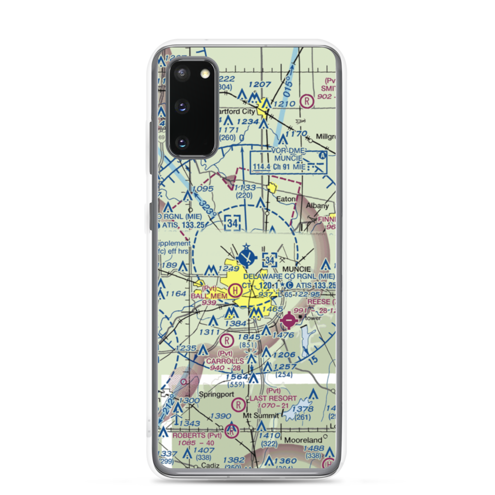 Delaware County Johnson Field (MIE) VFR Sectional Samsung Case Samsung Galaxy S20 model shown