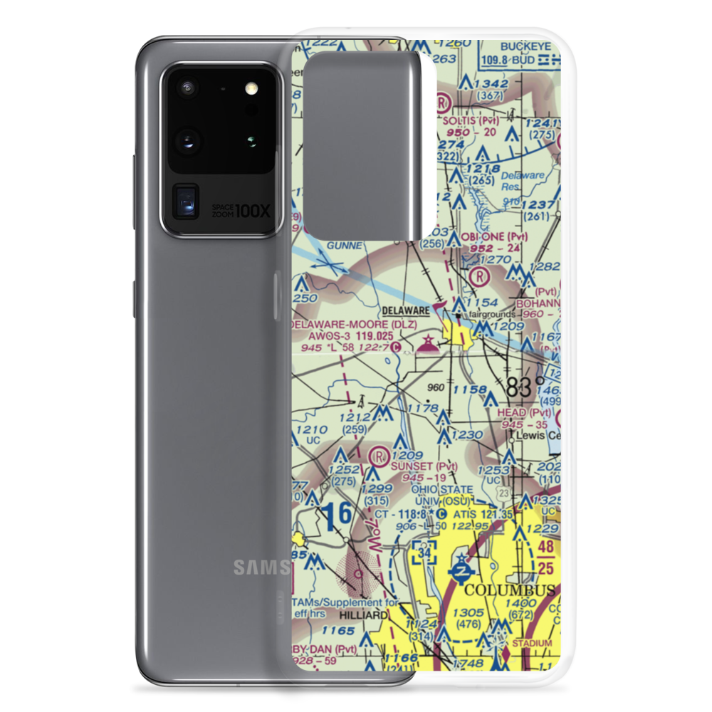Delaware Municipal Airport (DLZ) VFR Sectional Samsung Case Samsung Galaxy S20 Ultra model shown
