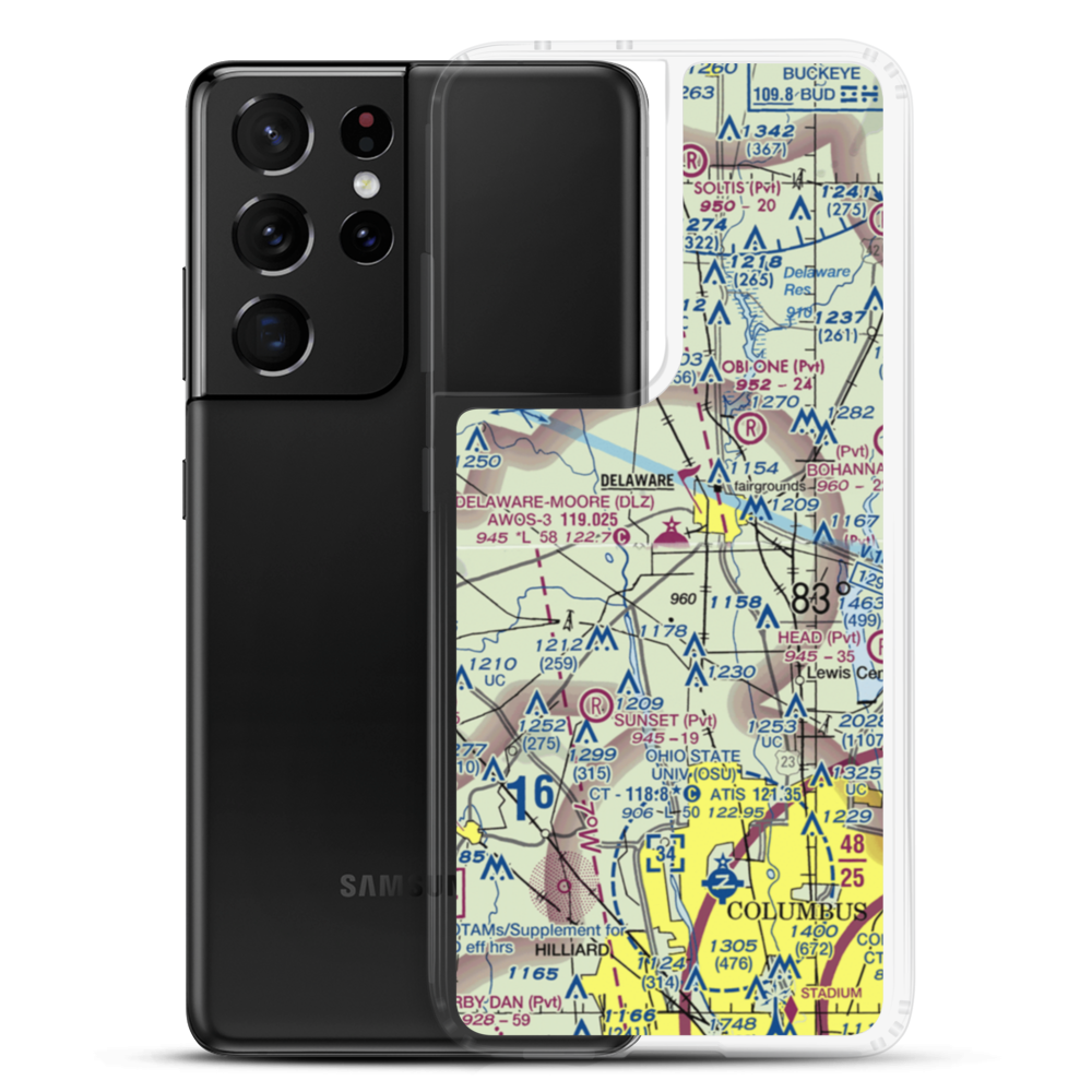 Delaware Municipal Airport (DLZ) VFR Sectional Samsung Case Samsung Galaxy S21 Ultra model shown