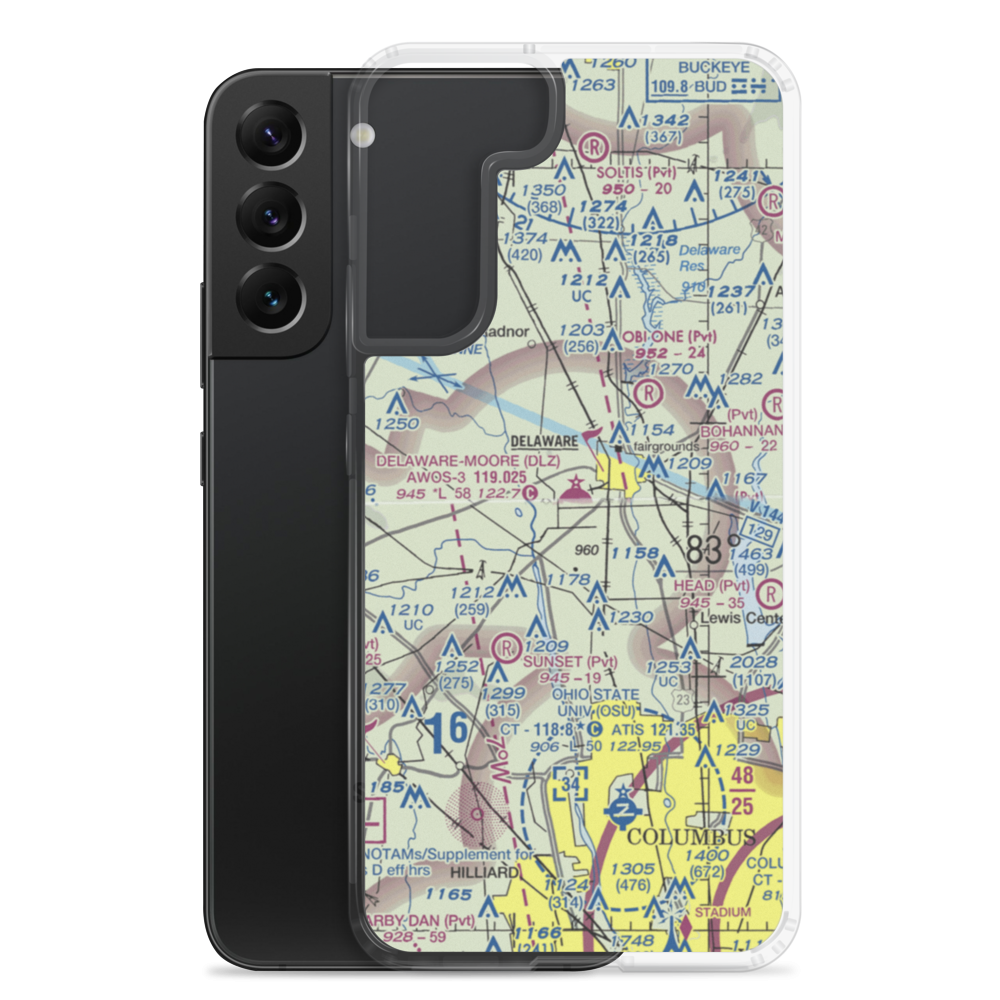 Delaware Municipal Airport (DLZ) VFR Sectional Samsung Case Samsung Galaxy S22 Plus model shown