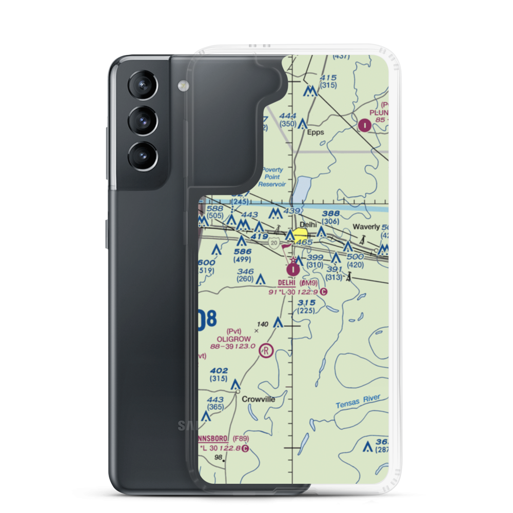 Delhi Municipal Airport (0M9) VFR Sectional Samsung Case Samsung Galaxy S21 model shown