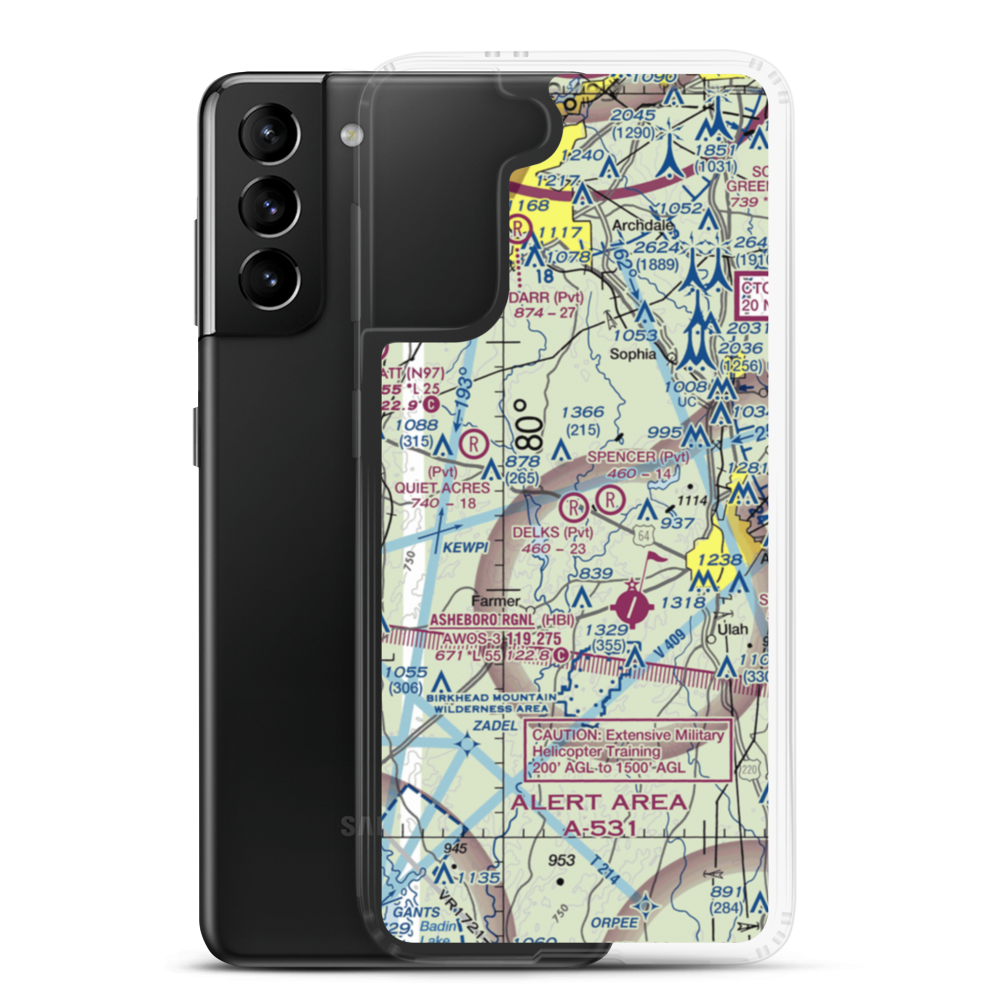 Delk's Airport (1NC0) VFR Sectional Samsung Case Samsung Galaxy S21 Plus model shown