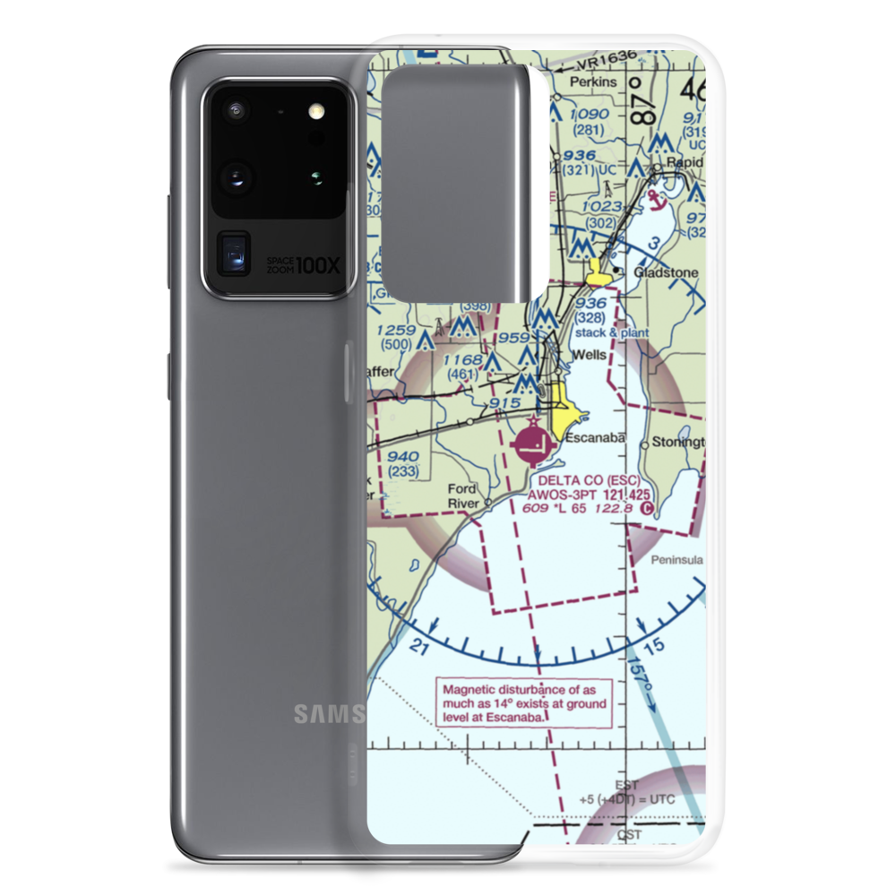 Delta County Airport (ESC) VFR Sectional Samsung Case Samsung Galaxy S20 Ultra model shown