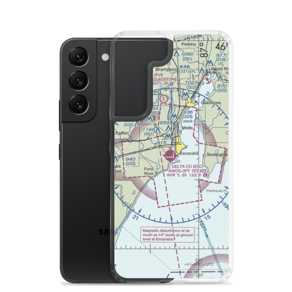 Delta County Airport (ESC) VFR Sectional Samsung Case Samsung Galaxy S22 model shown