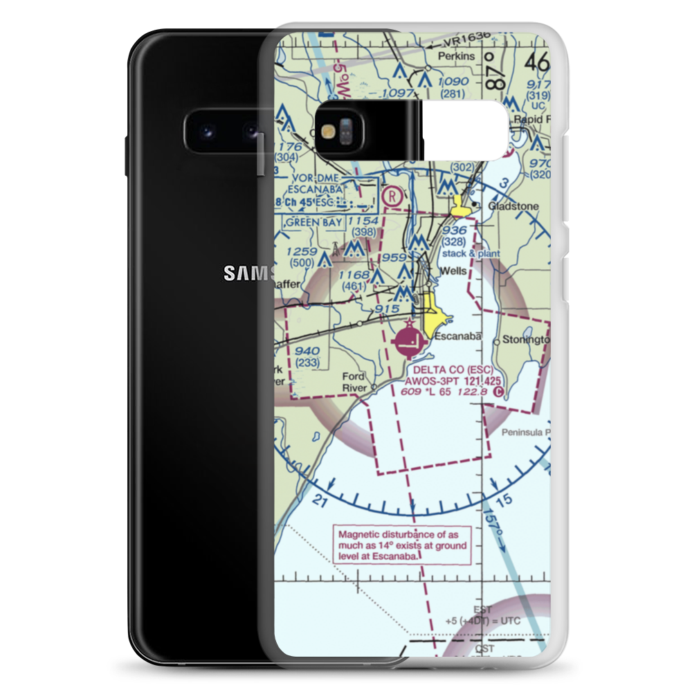 Delta County Airport (ESC) VFR Sectional Samsung Case Samsung Galaxy S10+ model shown