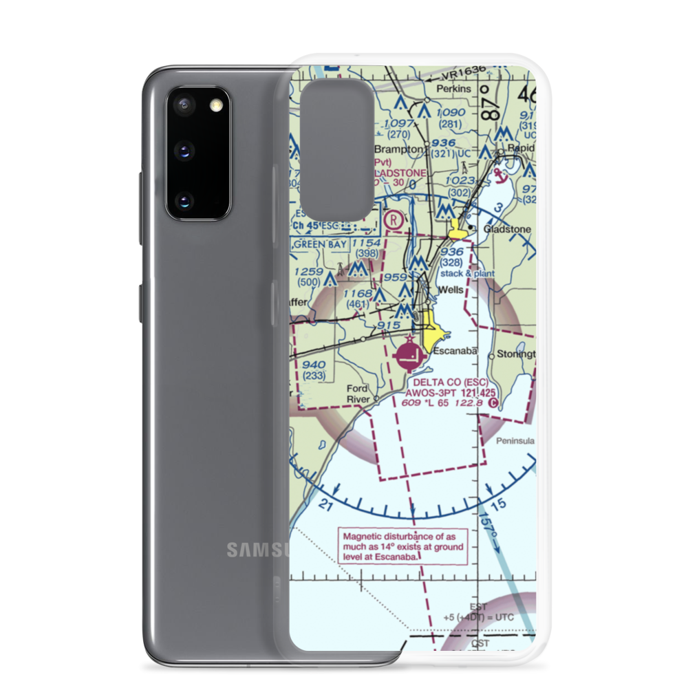 Delta County Airport (ESC) VFR Sectional Samsung Case Samsung Galaxy S20 model shown