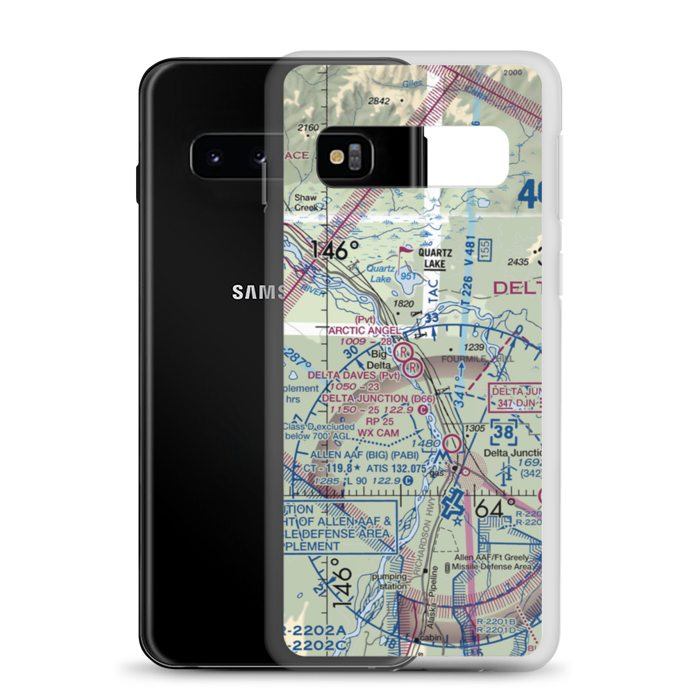 Delta Daves Airport (AA22) VFR Sectional Samsung Case Samsung Galaxy S10 model shown
