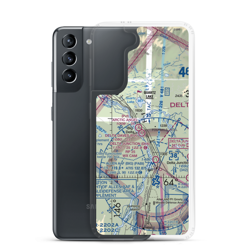 Delta Daves Airport (AA22) VFR Sectional Samsung Case Samsung Galaxy S21 model shown