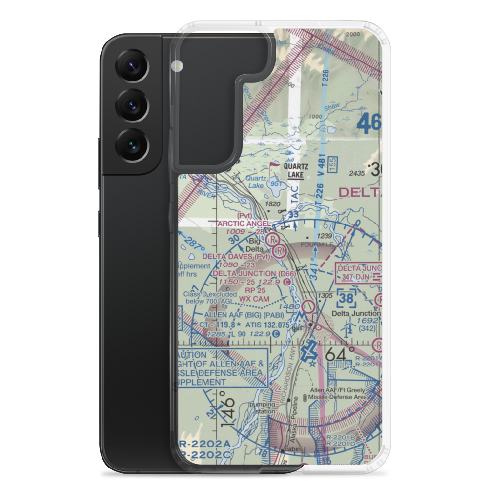 Delta Daves Airport (AA22) VFR Sectional Samsung Case Samsung Galaxy S22 Plus model shown