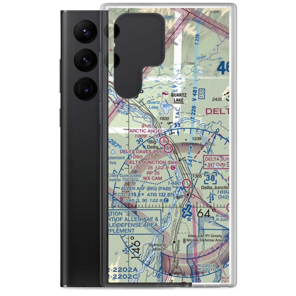 Delta Daves Airport (AA22) VFR Sectional Samsung Case Samsung Galaxy S22 Ultra model shown