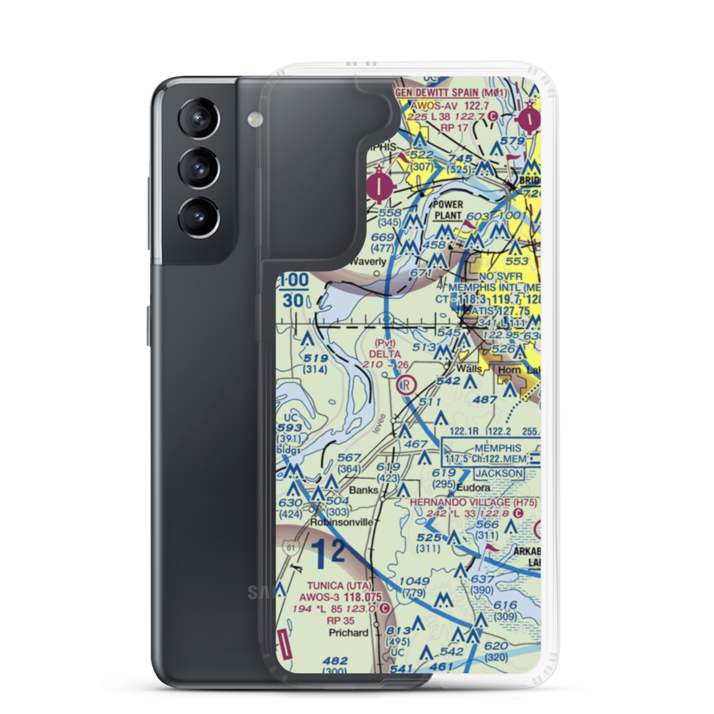 Delta Flying Service Inc Airport (MS65) VFR Sectional Samsung Case Samsung Galaxy S21 model shown