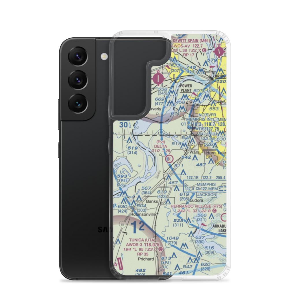 Delta Flying Service Inc Airport (MS65) VFR Sectional Samsung Case Samsung Galaxy S22 model shown