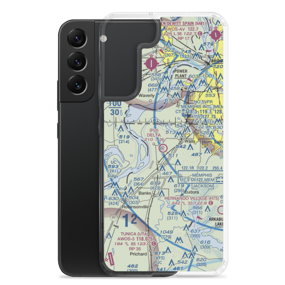 Delta Flying Service Inc Airport (MS65) VFR Sectional Samsung Case Samsung Galaxy S22 Plus model shown