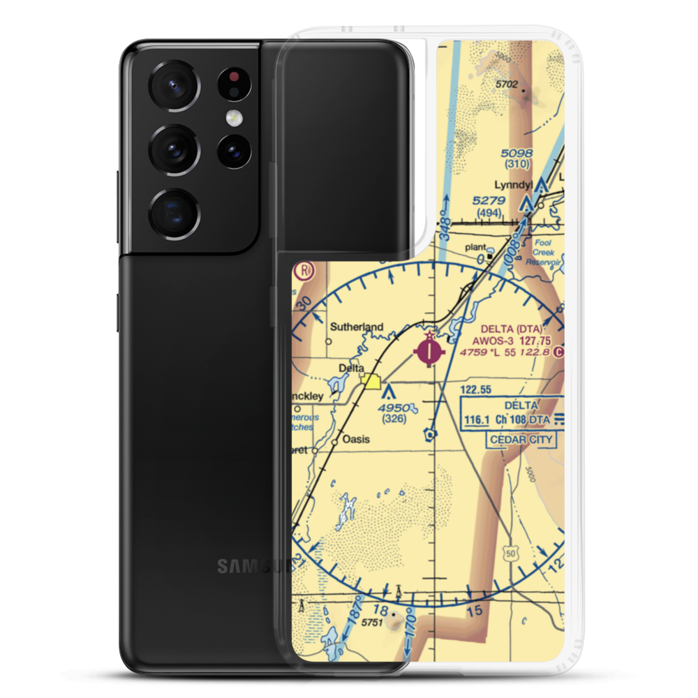 Delta Municipal Airport (DTA) VFR Sectional Samsung Case Samsung Galaxy S21 Ultra model shown