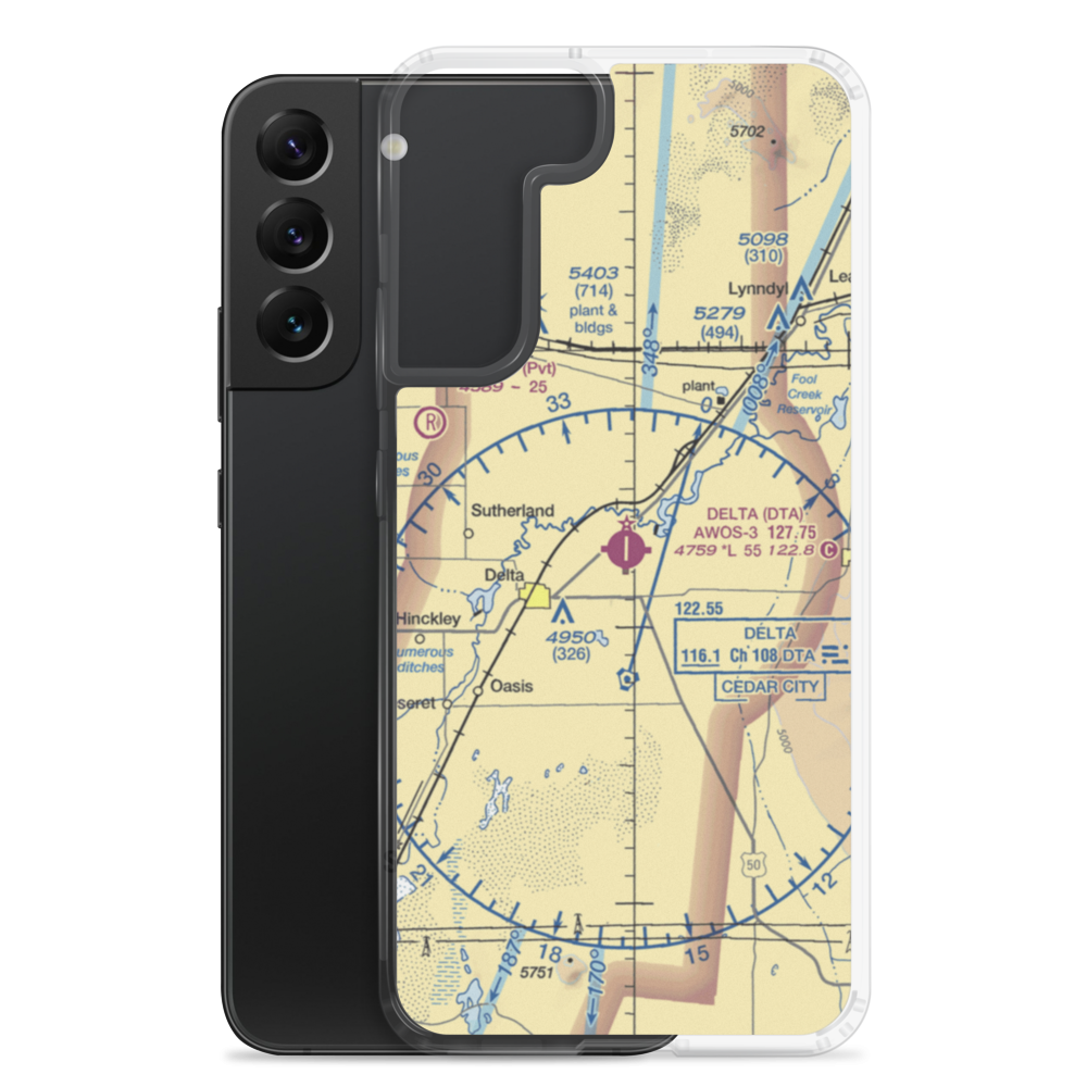 Delta Municipal Airport (DTA) VFR Sectional Samsung Case Samsung Galaxy S22 Plus model shown