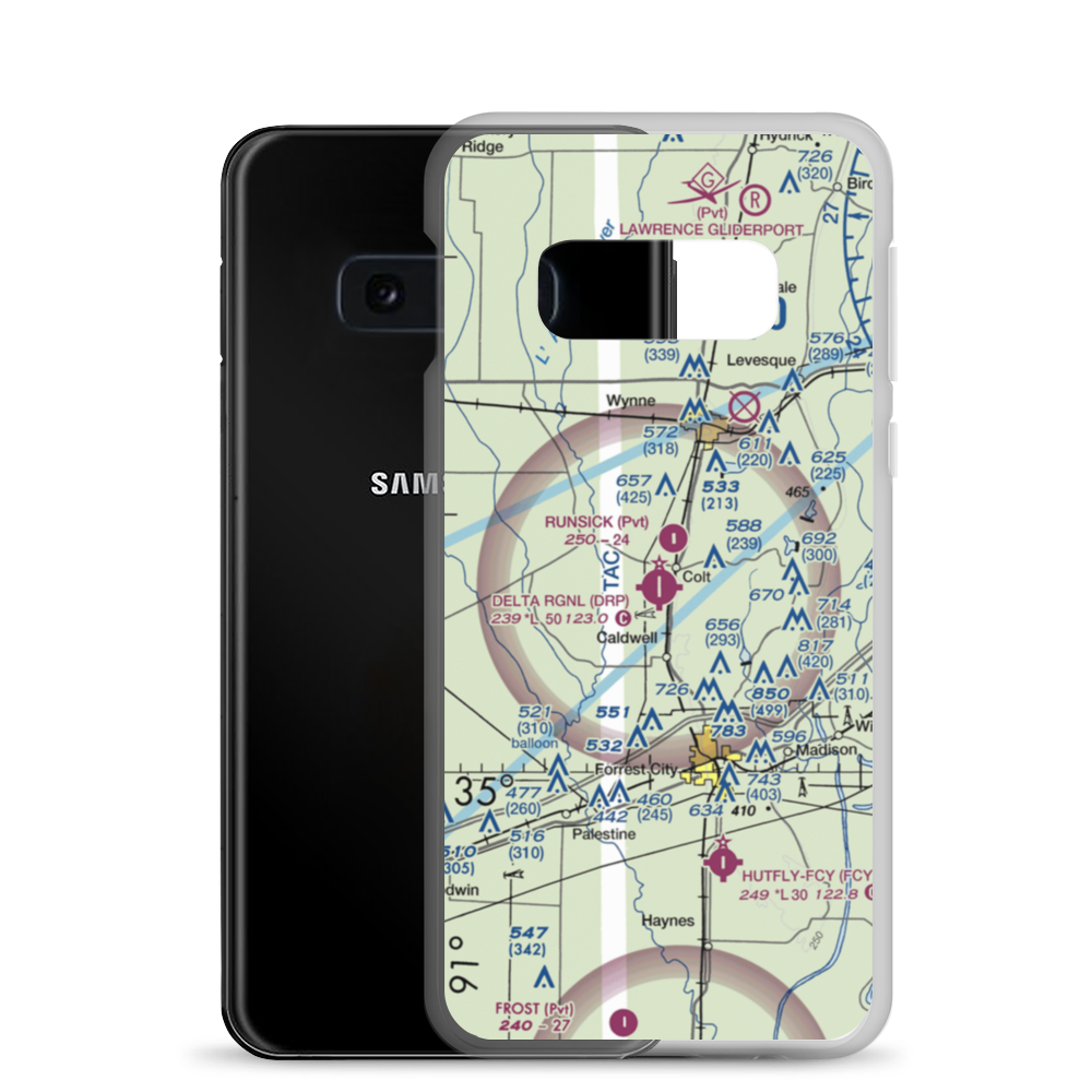 Delta Regional Airport (DRP) VFR Sectional Samsung Case Samsung Galaxy S10e model shown