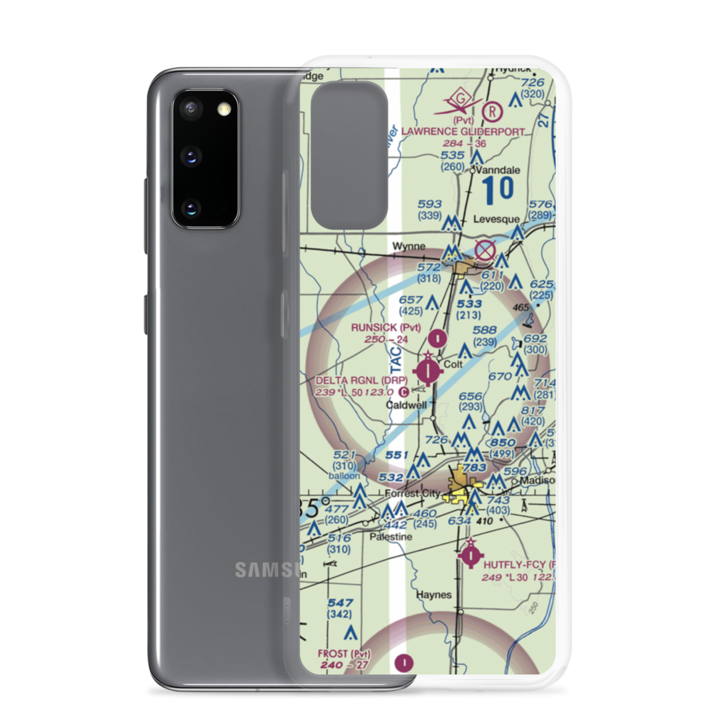 Delta Regional Airport (DRP) VFR Sectional Samsung Case Samsung Galaxy S20 model shown