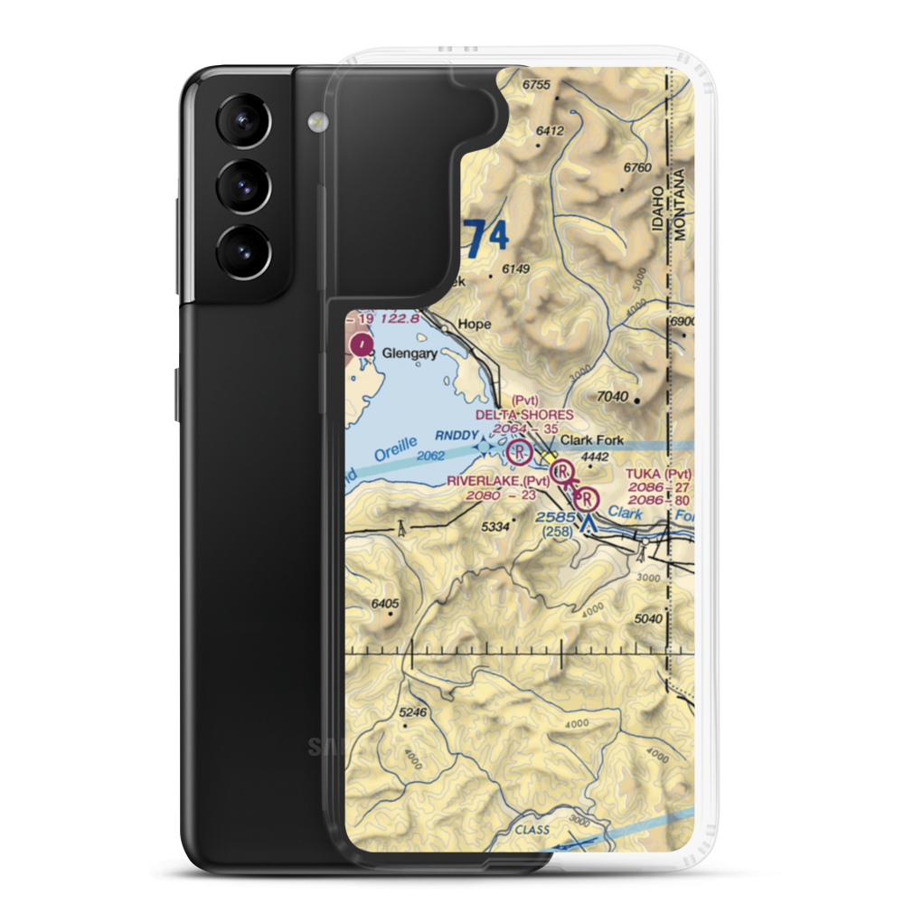 Delta Shores Airport (00ID) VFR Sectional Samsung Case Samsung Galaxy S21 Plus model shown