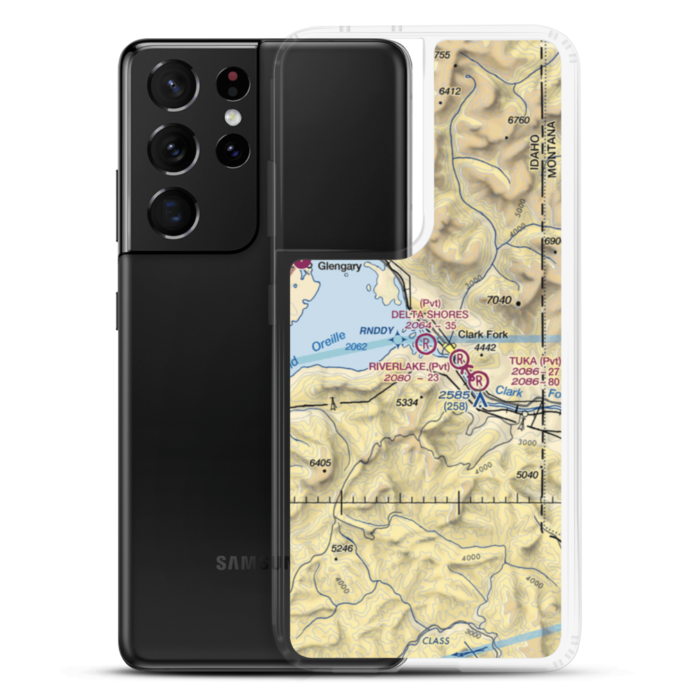 Delta Shores Airport (00ID) VFR Sectional Samsung Case Samsung Galaxy S21 Ultra model shown