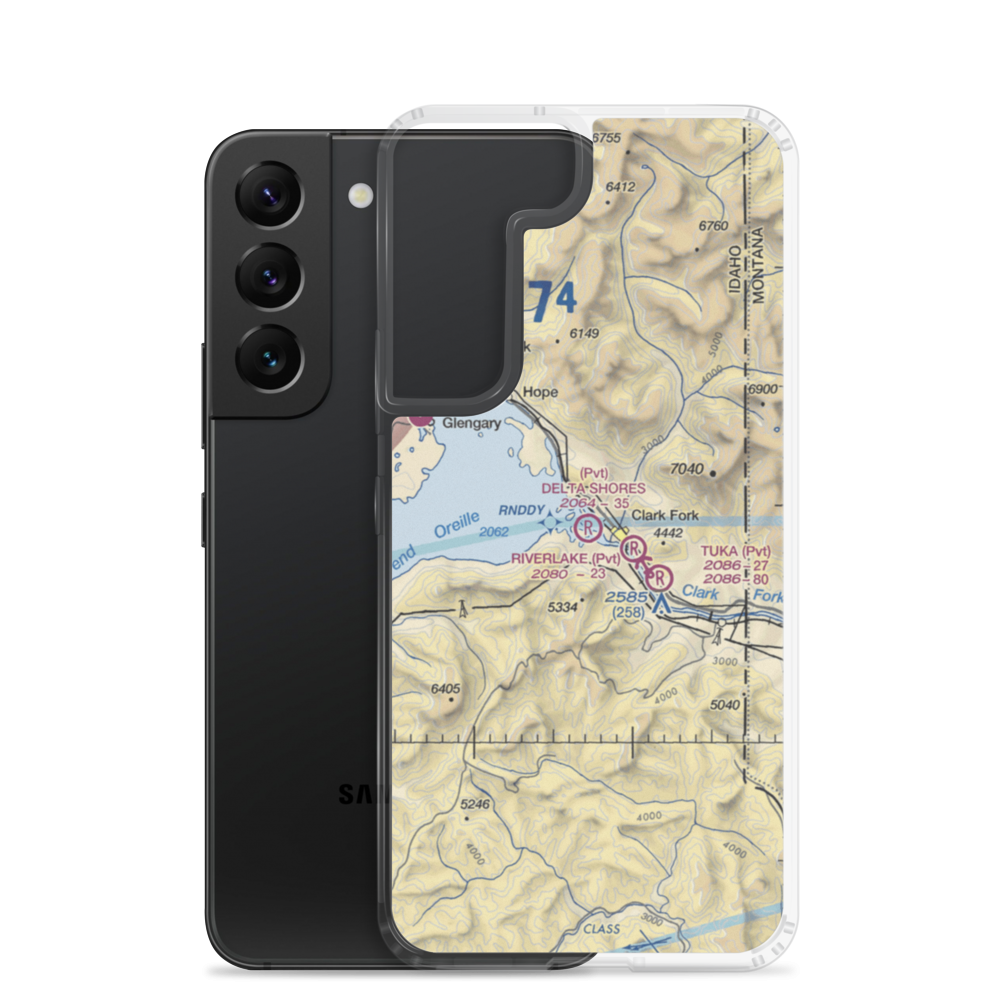 Delta Shores Airport (00ID) VFR Sectional Samsung Case Samsung Galaxy S22 model shown