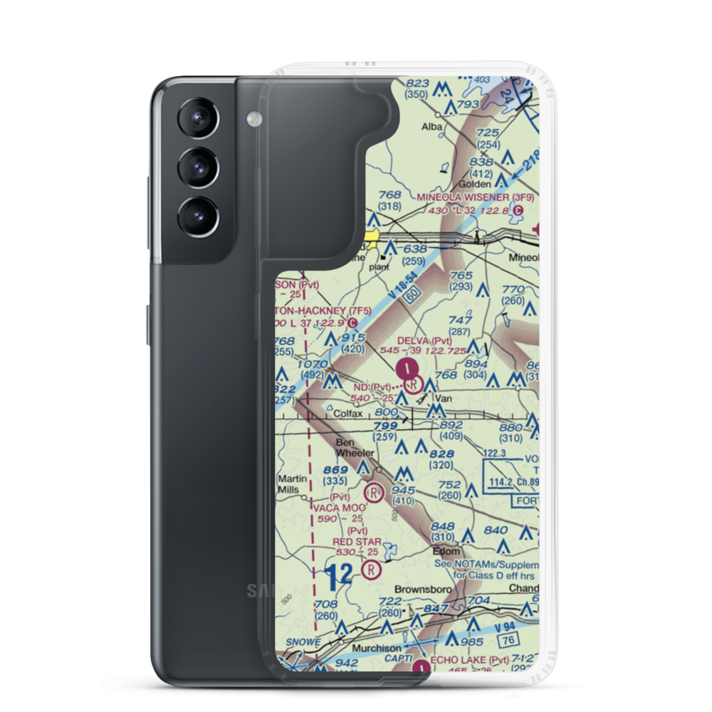 Delva Field Airport (00TX) VFR Sectional Samsung Case Samsung Galaxy S21 model shown