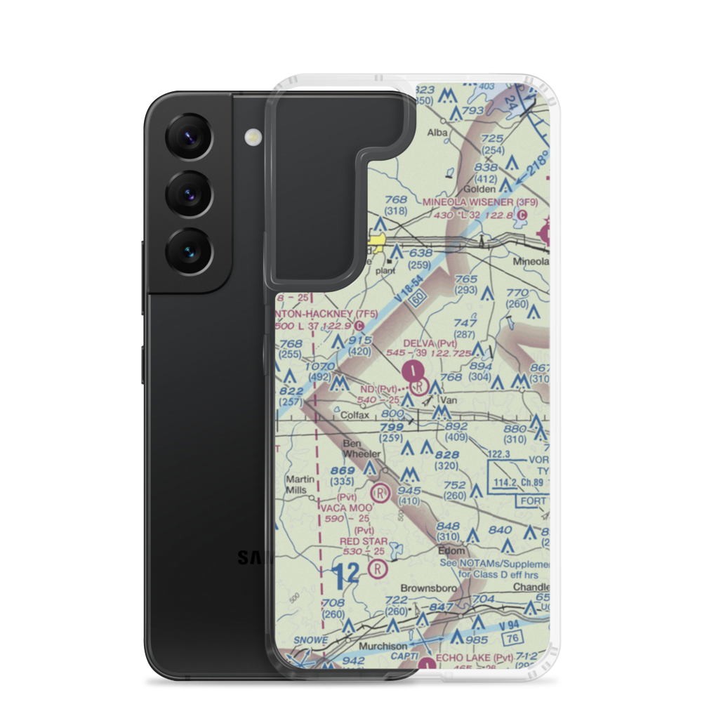 Delva Field Airport (00TX) VFR Sectional Samsung Case Samsung Galaxy S22 model shown