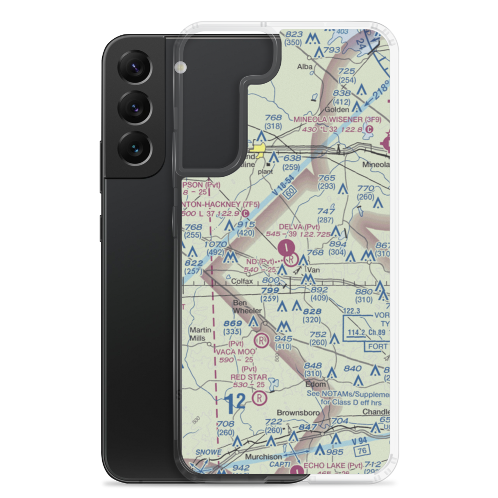 Delva Field Airport (00TX) VFR Sectional Samsung Case Samsung Galaxy S22 Plus model shown