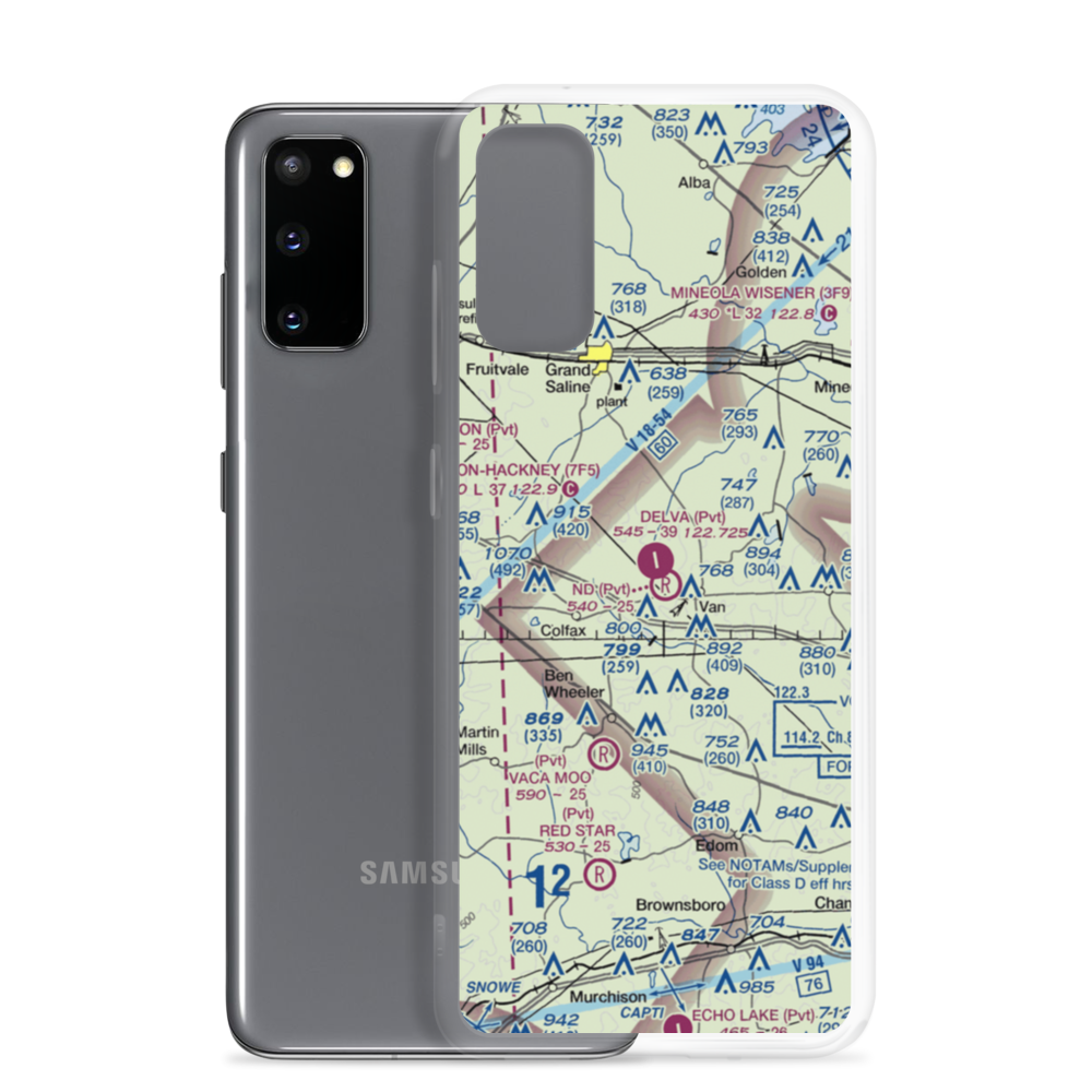 Delva Field Airport (00TX) VFR Sectional Samsung Case Samsung Galaxy S20 model shown
