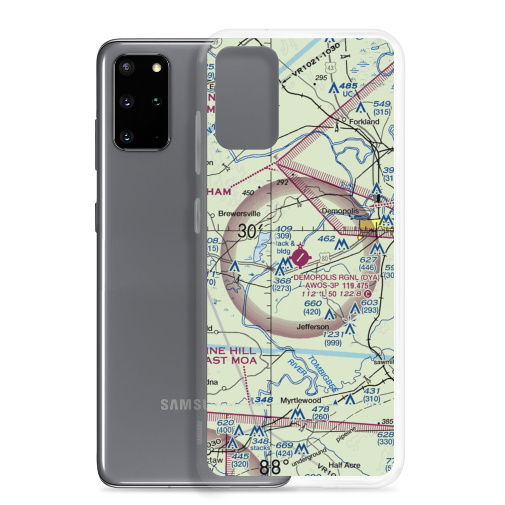 Demopolis Municipal Airport (DYA) VFR Sectional Samsung Case Samsung Galaxy S20 Plus model shown