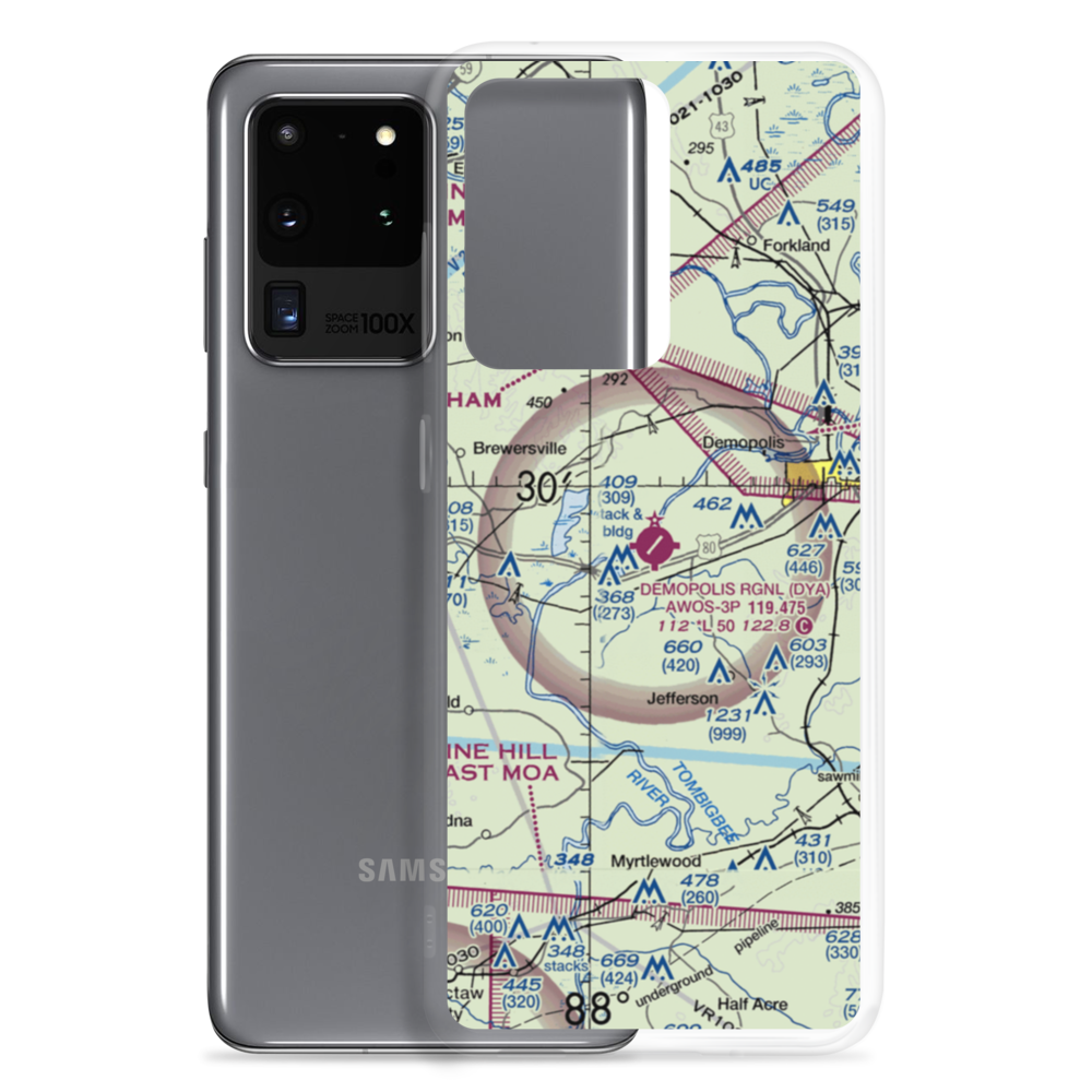 Demopolis Municipal Airport (DYA) VFR Sectional Samsung Case Samsung Galaxy S20 Ultra model shown