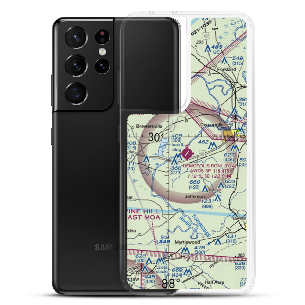 Demopolis Municipal Airport (DYA) VFR Sectional Samsung Case Samsung Galaxy S21 Ultra model shown