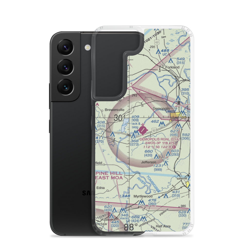 Demopolis Municipal Airport (DYA) VFR Sectional Samsung Case Samsung Galaxy S22 model shown