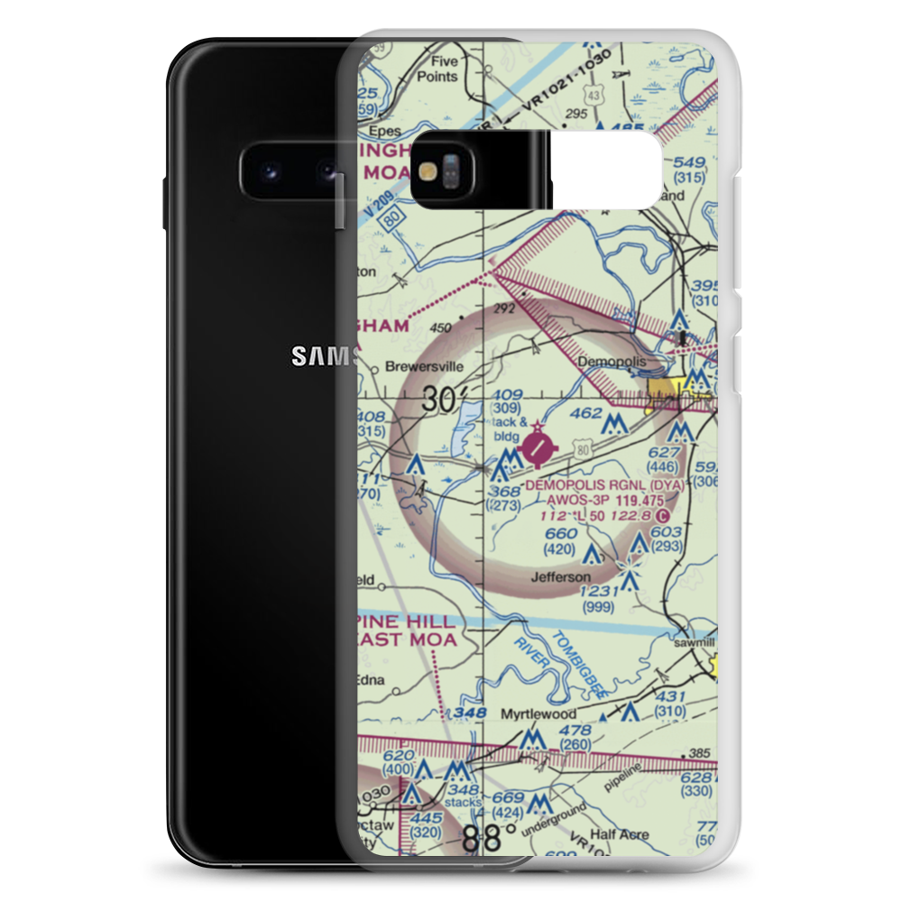 Demopolis Municipal Airport (DYA) VFR Sectional Samsung Case Samsung Galaxy S10+ model shown