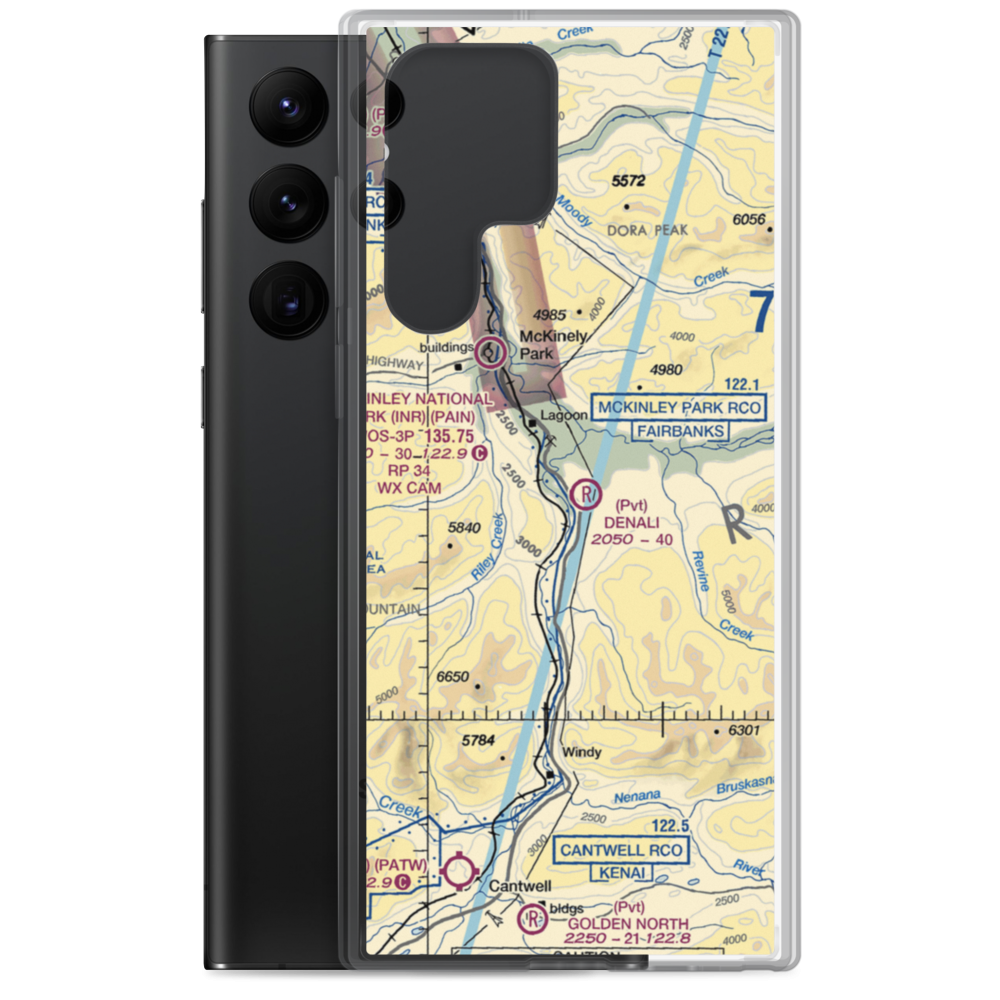 Denali Airport (AK06) VFR Sectional Samsung Case Samsung Galaxy S22 Ultra model shown